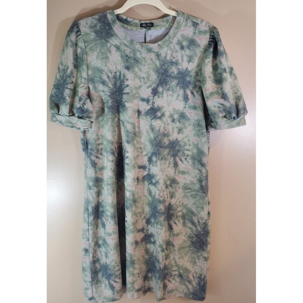 Lily Rose Green Tie Dye T-Shirt Dress Sz XXL Boho Hippie